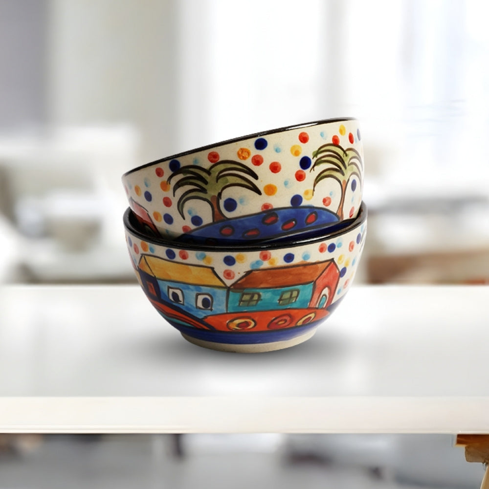 turkish ceramic dessert bowl set of 6 for serving sweets snacks and desserts with traditional glazed finish